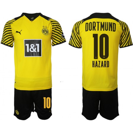 Billiga Fotbollströjor BVB Borussia Dortmund Thorgan Hazard 10 Barn Hemma tröja 2021/22 Kortärmad 